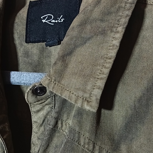 Rails Sandra Olive Black Tie Dye Button-Up Dress Shirt Lagenlook Small - Picture 6 of 12